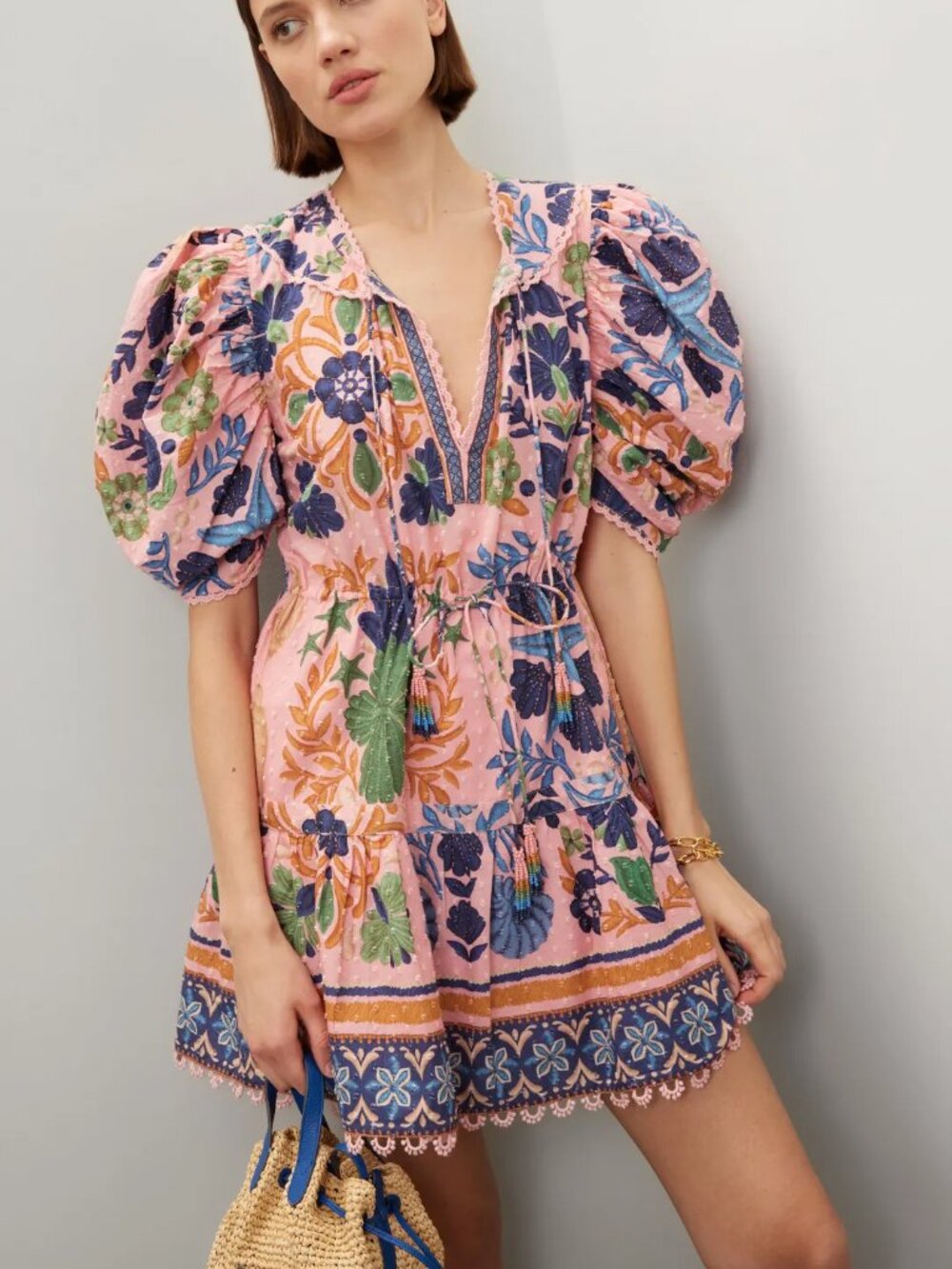 FARM Rio Seashell Tapestry Mini Dress
